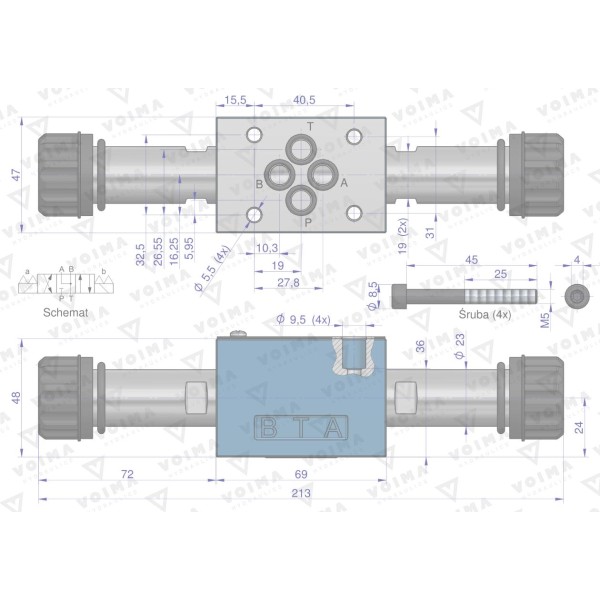 Rozdzielacz (elektrozawór CETOP 3 NG6) V-4WE6-JG2 | Exvi