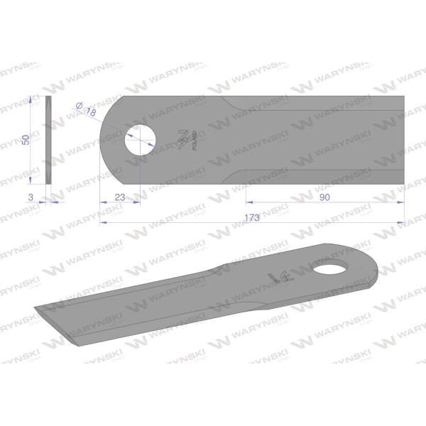 Nóż, obrotowy rozdrabniacz słomy WRR173X50X3W | Exvi