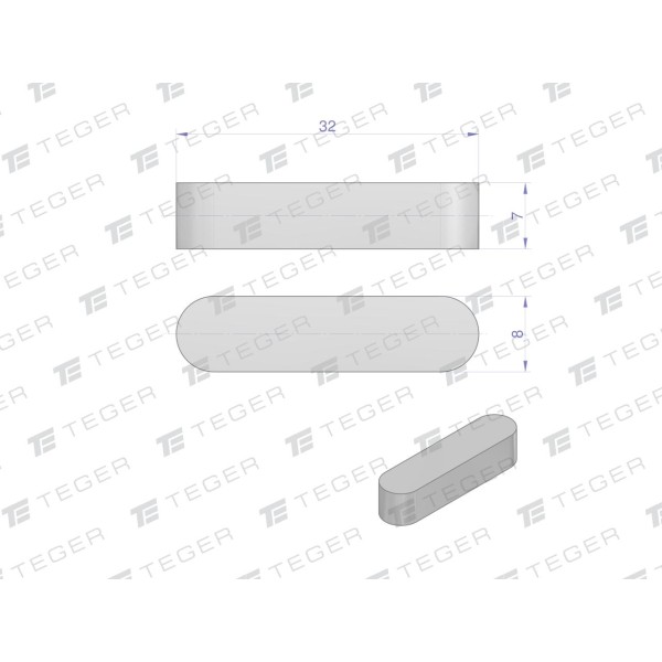 Wpust pryzmatyczny 8x7x32 TEGER WPP-8X7X32 | Exvi
