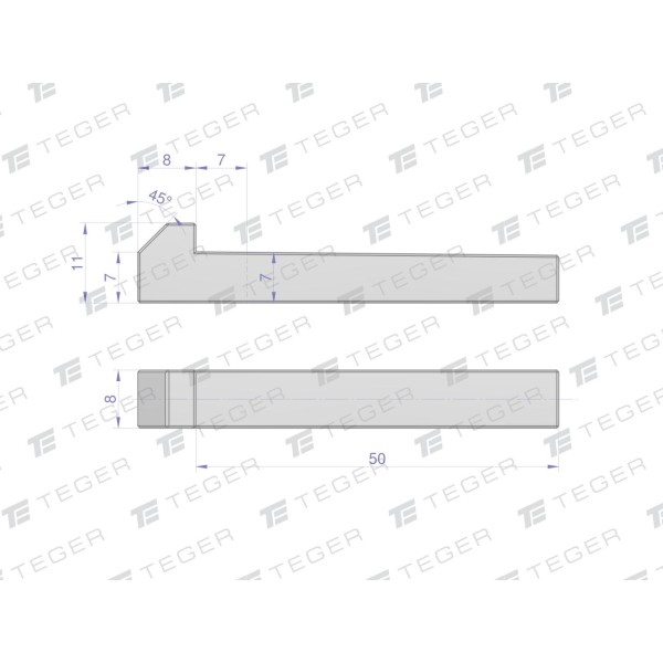 Klin z noskiem 8x7x50 TEGER, (sprzedawane KL-8X7X50 | Exvi