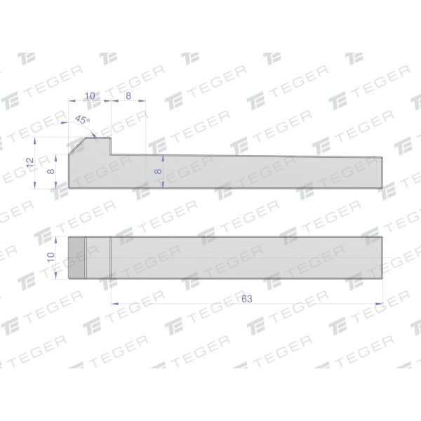 Klin z noskiem 10x8x63 TEGER KL-10X8X63 | Exvi