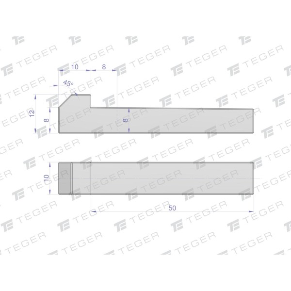 Klin z noskiem 10x8x50 TEGER KL-10X8X50 | Exvi