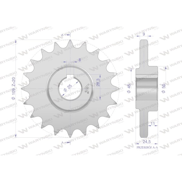 Koło, łańcuchowe stalowe hartowane Z-20 H5040200150 | Exvi