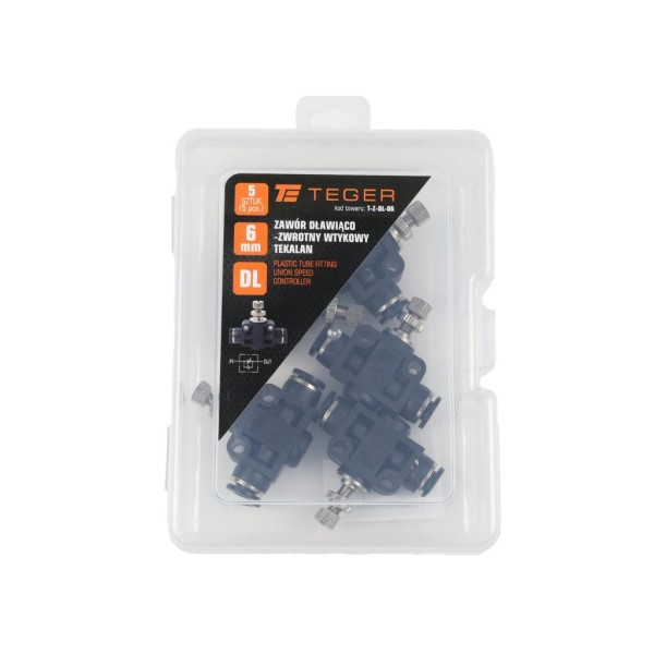Zawór dławiąco-zwrotny wtykowy tekalan 6mm Z-DL-06 | Exvi