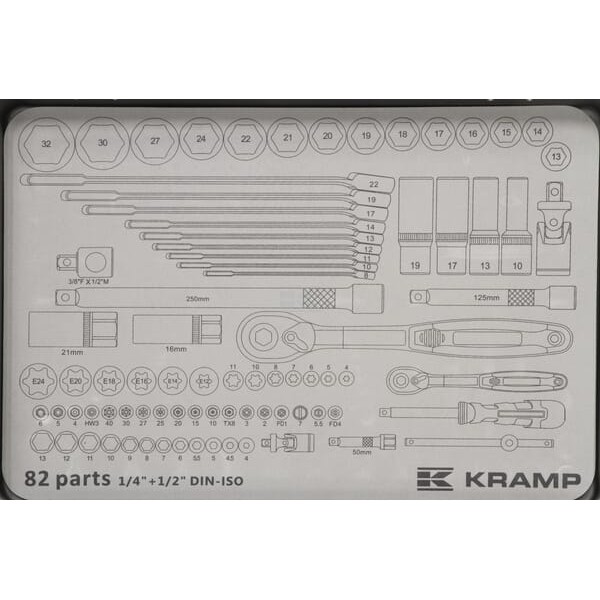 Zestaw kluczy nasadowych 1/4” + 1/2" 82 180482420KR | Exvi