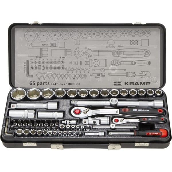 Zestaw kluczy nasadowych 1/4” + 1/2" 65 180465420KR | Exvi