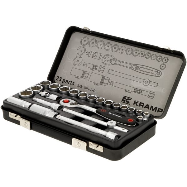 Zestaw kluczy nasadowych 3/8” 23 ele. 180423800KR | Exvi