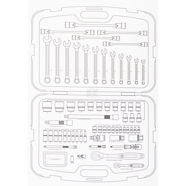 Zestaw kluczy nasadowych 1/4” + 1/2" 96 180496420KR | Exvi