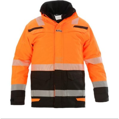 Kurtka Parka Hi-vis, pomarańczowy-czarny 072395OBM | Exvi