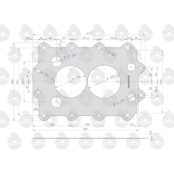 Uszczelka skrzyni biegów krążelit 0.8mm 50/42-522/0 | Exvi