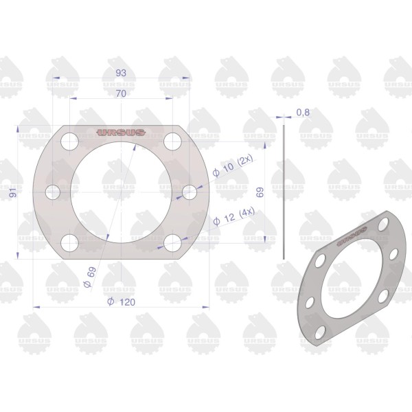 Uszczelka wału napędowego krążelit 0.8mm 67/45-308/8 | Exvi