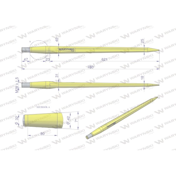 Ząb ładowacza CIĘŻKI uniwersalny prosty W9134-780P | Exvi