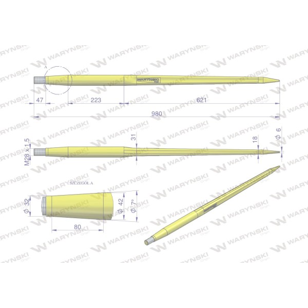 Ząb ładowacza CIĘŻKI uniwersalny prosty W9134-980P | Exvi