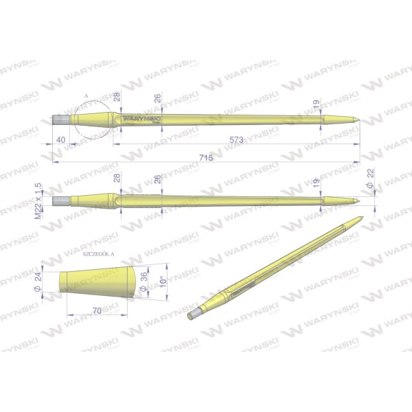 Ząb ładowacza uniwersalny prosty L- 710 W9133-710P | Exvi