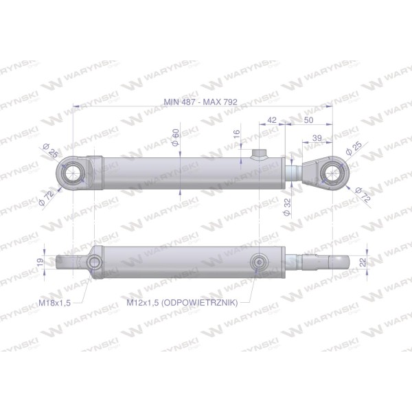 Cylinder hydrauliczny - siłownik SH2P32H305Z | Exvi