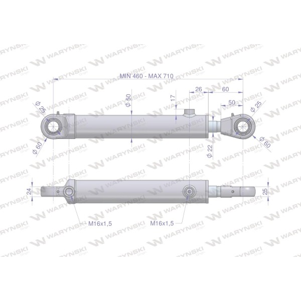 Cylinder hydrauliczny - siłownik SH2P22H250Z | Exvi