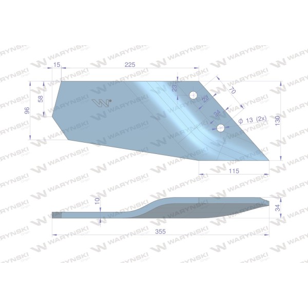 Lemiesz wygięty krótki lewy zastosowanie 3374419 | Exvi