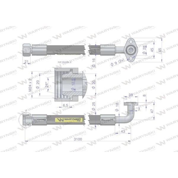 Przewód hydrauliczny 250 bar DN16-2SN 5050900050 | Exvi