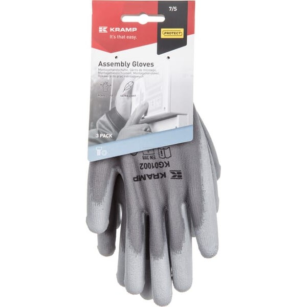 Rękawice robocze 1.001, szare, 3-pak KG0100207 | Exvi