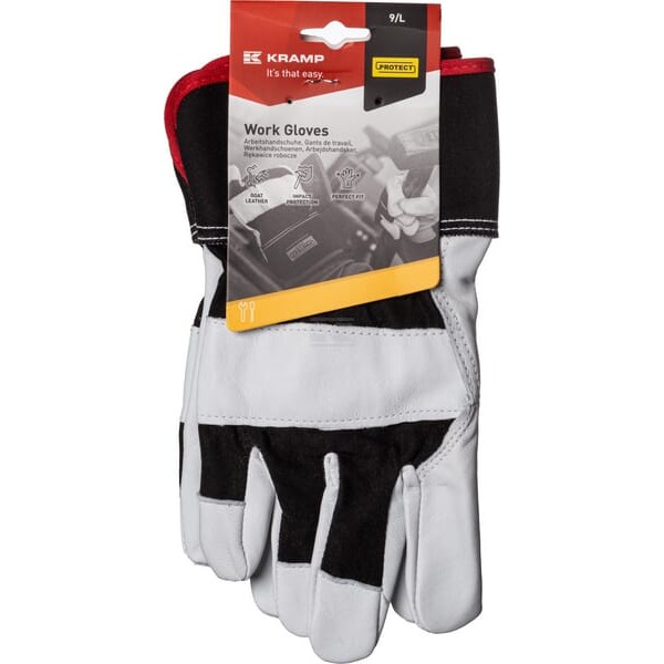 Rękawice robocze, czarno/białe skóra KG0300408 | Exvi