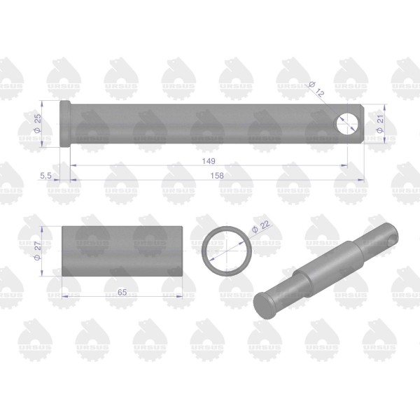 Sworzeń mocowania widłaka z ramą C-330 50/67-609/0 | Exvi