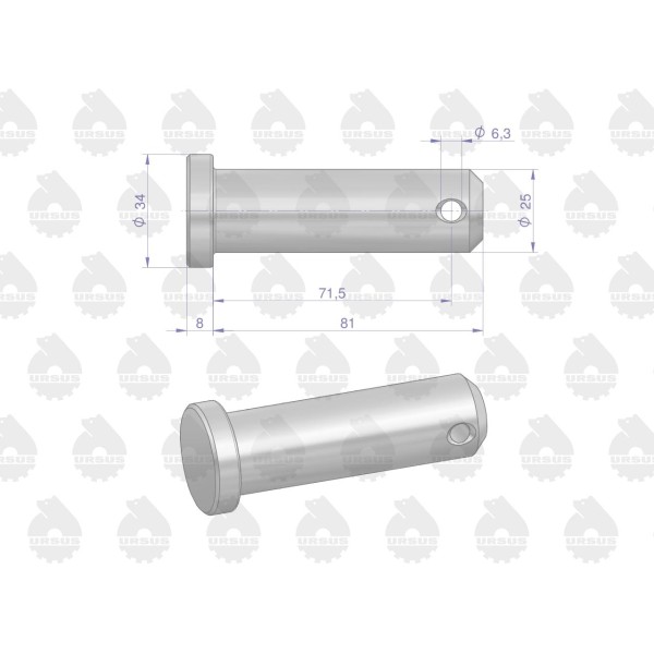 Sworzeń przegubu dźwigni dolnej 80450096 84/45-004/1 | Exvi