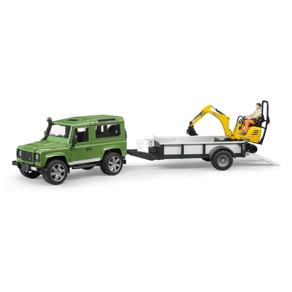 Samochód Land Rover z lawetą i minikoparką U02593 | Exvi