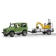 Samochód Land Rover z lawetą i minikoparką U02593 | Exvi