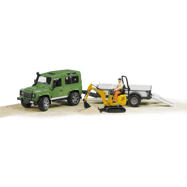 Samochód Land Rover z lawetą i minikoparką U02593 | Exvi