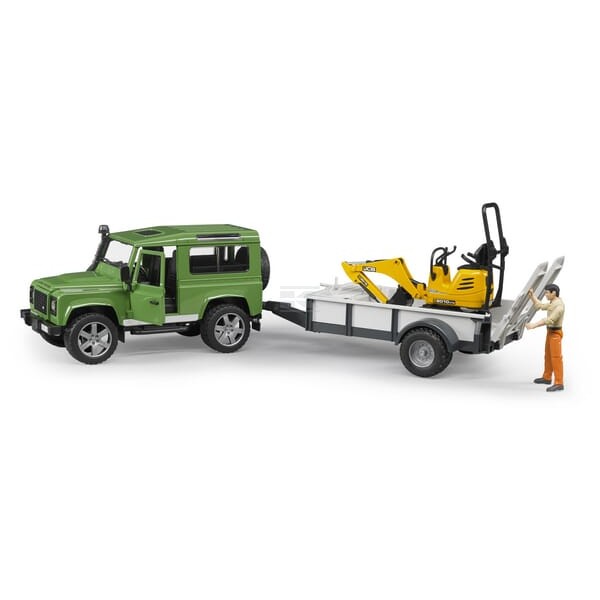 Samochód Land Rover z lawetą i minikoparką U02593 | Exvi