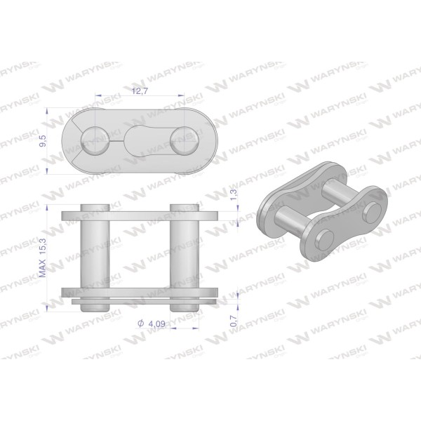 Zamek łańcucha 083-1 (R11/2 x 3/16) Z083-1 | Exvi