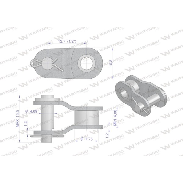 Półogniwo łańcucha 083-1 (R11/2 x 3/16) P083-1 | Exvi