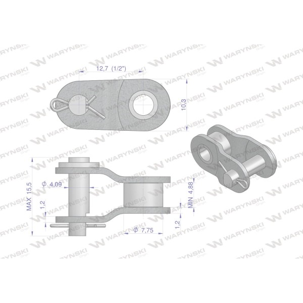 Półogniwo łańcucha 083-1 (R11/2 x 3/16) P083-1 | Exvi
