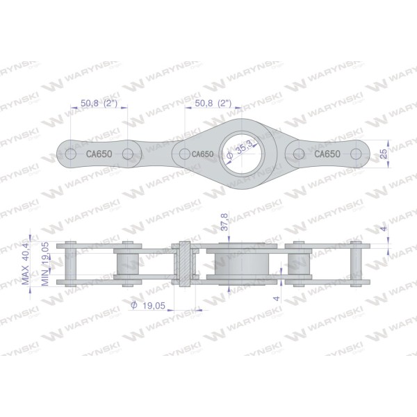 Łańcuch CA650-1 160 ogniw 40 belek LCA650-160PS | Exvi