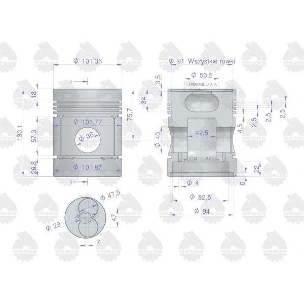 Tłok silnika 50106480 C-330 ORYGINAŁ 50/00-670/2 | Exvi