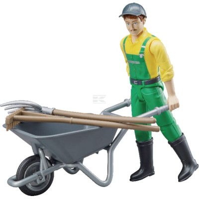 Figurka rolnika z taczką, Bruder U62610 | Exvi