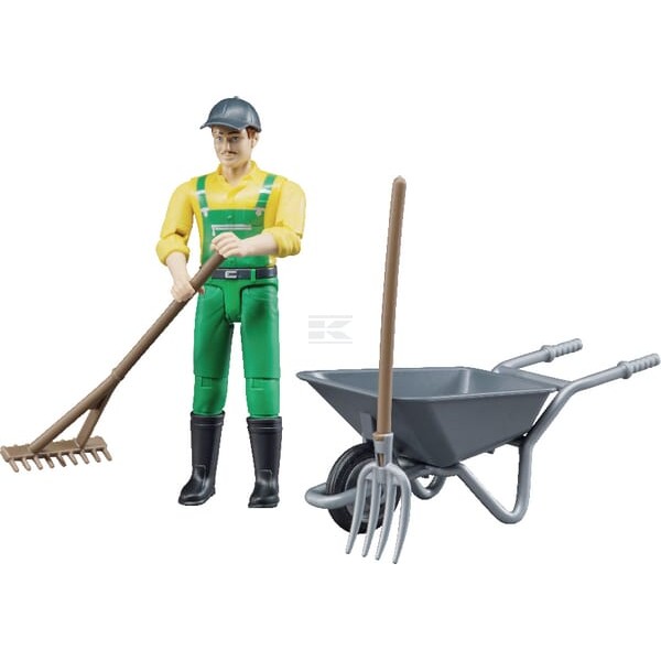 Figurka rolnika z taczką, Bruder U62610 | Exvi