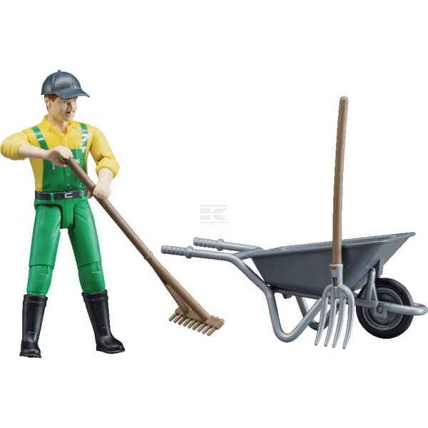 Figurka rolnika z taczką, Bruder U62610 | Exvi