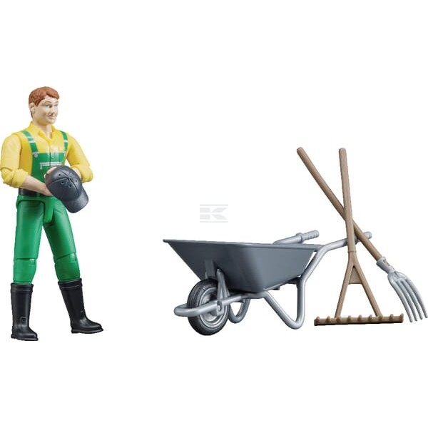 Figurka rolnika z taczką, Bruder U62610 | Exvi