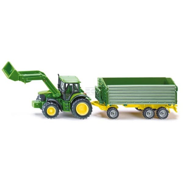 Ciągnik John Deere z ładowaczem i przyczepą S01843 | Exvi