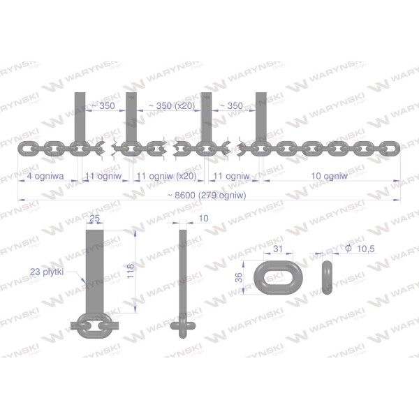 Łańcuch 23-l. 25x118x10 wsuwany klasa 5 2221030101 | Exvi
