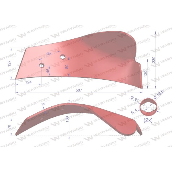 Ścinacz odkładni lewy zastosowanie Kverneland 063301 | Exvi