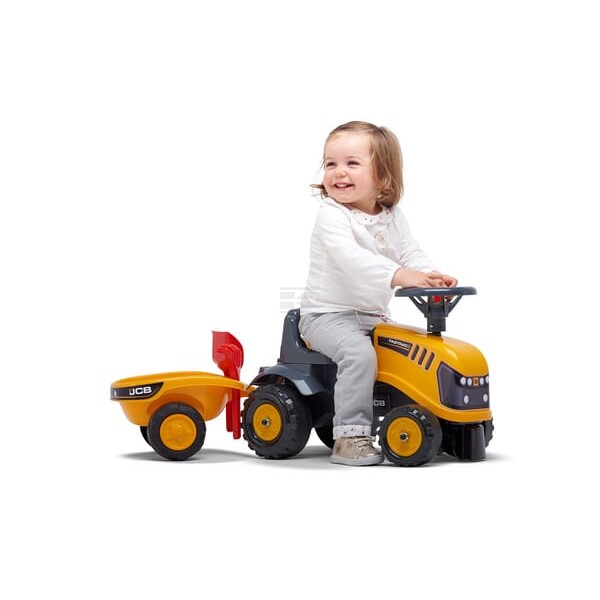Jeździk JCB z przyczepą, grabiami i łopatą F215C | Exvi