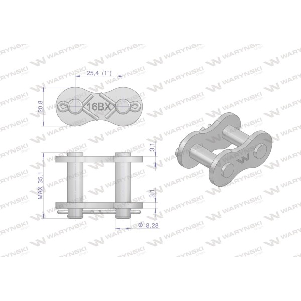 Zamek łańcucha 16BX-1 (R1 1) Waryński Z16BX1 | Exvi