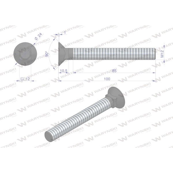 Śruba kpl. płużna podsadzana D 608 6081012100 | Exvi