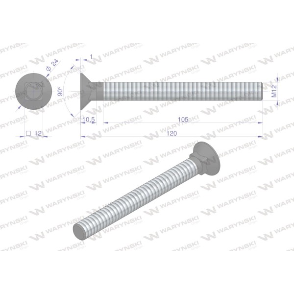 Śruba kpl. płużna podsadzana D 608 6081012120 | Exvi