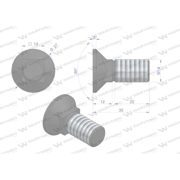 Śruba kpl. płużna podsadzana D 608 M14x35 608101435 | Exvi