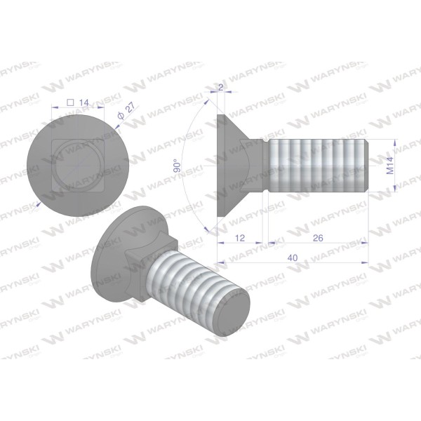 Śruba kpl. płużna podsadzana D 608 M14x40 608101440 | Exvi