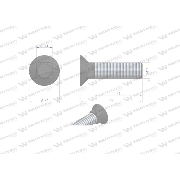 Śruba kpl. płużna podsadzana D 608 M14x55 608101455 | Exvi