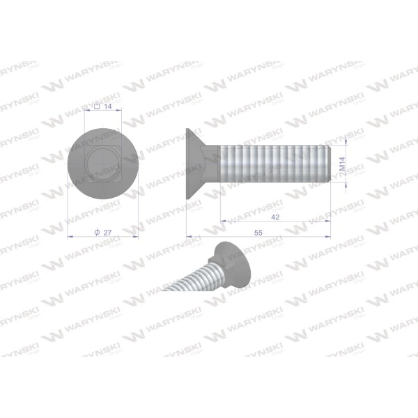 Śruba kpl. płużna podsadzana D 608 M14x55 608101455 | Exvi